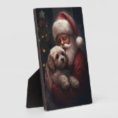 Cockapoo met kerstman Festieve Kerst Fotoplaat (Zijkant)