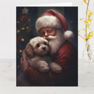 Cockapoo met kerstman Festieve Kerst Kaart