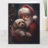 Cockapoo met kerstman Festieve Kerst Kaart (Voorkant)