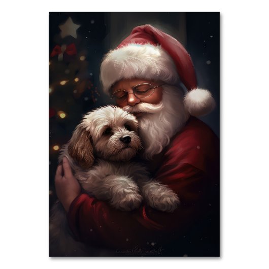 Cockapoo met Kerstman Festieve Kerstmis Kaart (Voorkant)