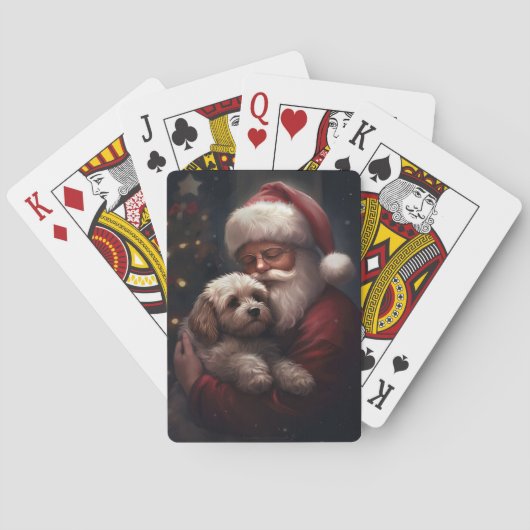 Cockapoo met Kerstman Festieve Kerstmis Pokerkaarten (Achterkant)