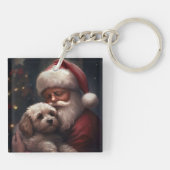 Cockapoo met Kerstman Festieve Kerstmis Sleutelhanger (Achterkant)
