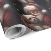 Cockapoo met Kerstman Festive Kerstmis Cadeaupapier (Rol Hoek)