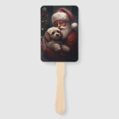 Cockapoo met Kerstman Festive Kerstmis Handwaaier (Voorkant)