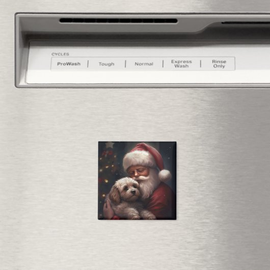 Cockapoo met kerstman Festive Kerstmis Magneet (Insitu (Vaatwasser))
