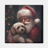 Cockapoo met kerstman Festive Kerstmis Magneet (Voorkant)
