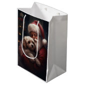 Cockapoo met kerstman Festive Kerstmis  Medium Cadeauzakje (Voorkant Gekanteld)