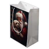 Cockapoo met kerstman Festive Kerstmis  Medium Cadeauzakje (Achterkant Gekanteld)