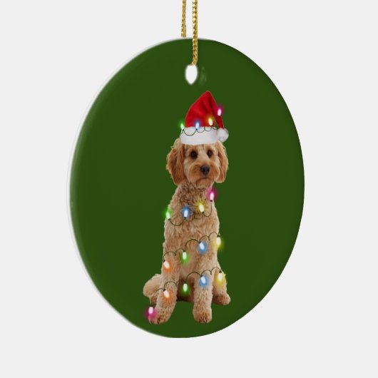 Cockapoo met kerstscafts-Pet Keramisch Ornament (Rechts)