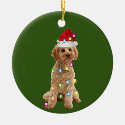 Cockapoo met kerstscafts-Pet Keramisch Ornament (Voorkant)