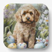 Cockapoo met paaseieren Vakantie Papieren Bordje (Voorkant)
