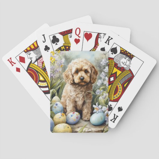 Cockapoo met paaseieren Vakantie Pokerkaarten (Achterkant)
