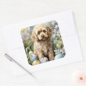 Cockapoo met paaseieren Vakantie Vierkante Sticker (Envelop)