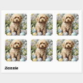 Cockapoo met Pasen Eieren Vakantie Vierkante Sticker (Vel)