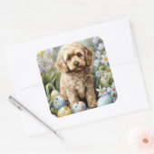 Cockapoo met Pasen Eieren Vakantie Vierkante Sticker (Envelop)