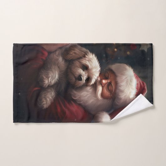 Cockapoo met Sinterklaas Feestelijke Kerstmis Bad Handdoek (Handdoek)
