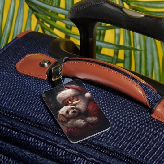 Cockapoo met Sinterklaas Feestelijke Kerstmis Bagagelabel (Voorkant Insitu 1)