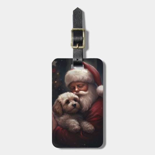 Cockapoo met Sinterklaas Feestelijke Kerstmis Bagagelabel (Voorkant verticaal)