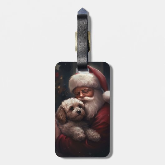 Cockapoo met Sinterklaas Feestelijke Kerstmis Bagagelabel (Achterkant verticaal)