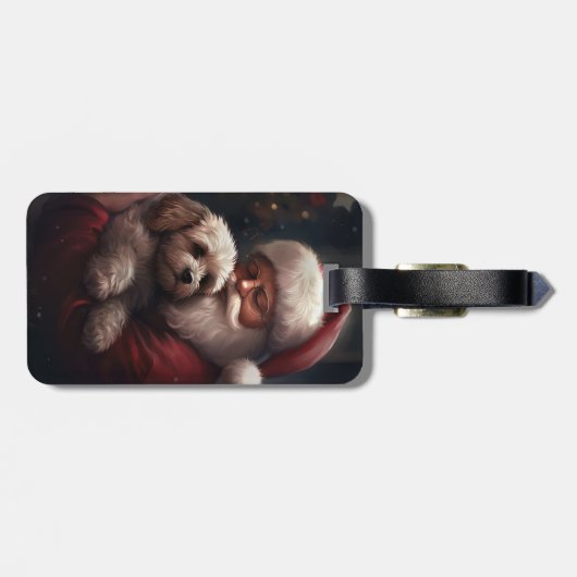 Cockapoo met Sinterklaas Feestelijke Kerstmis Bagagelabel (Achterkant horizontaal)