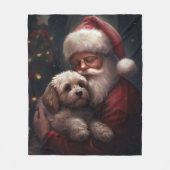 Cockapoo met Sinterklaas Feestelijke Kerstmis Fleece Deken (Voorkant)