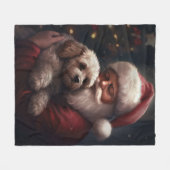 Cockapoo met Sinterklaas Feestelijke Kerstmis Fleece Deken (Voorkant (Horizontaal))