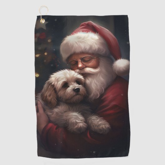 Cockapoo met Sinterklaas Feestelijke Kerstmis Golfhanddoek (Voorkant)