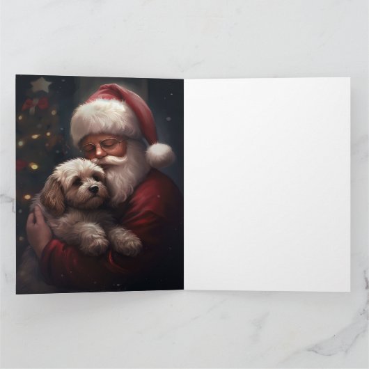 Cockapoo met Sinterklaas Feestelijke Kerstmis Kaart (Binnen)