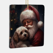 Cockapoo met Sinterklaas Feestelijke Kerstmis Keramisch Ornament (Rechts)