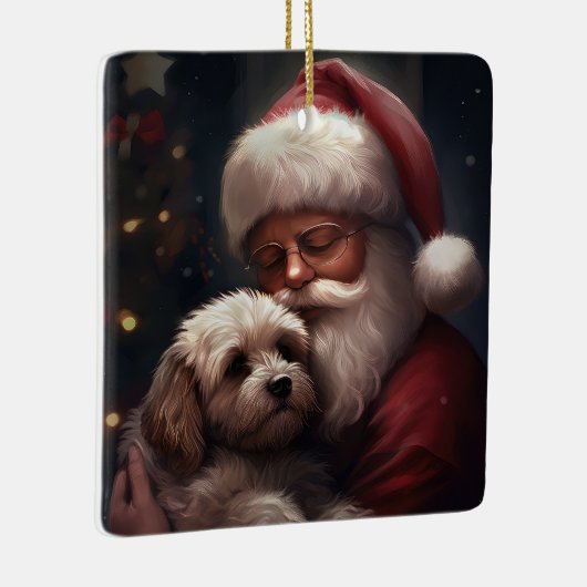 Cockapoo met Sinterklaas Feestelijke Kerstmis Keramisch Ornament (Rechts)