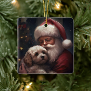 Cockapoo met Sinterklaas Feestelijke Kerstmis Keramisch Ornament