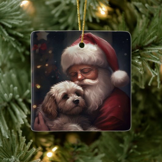Cockapoo met Sinterklaas Feestelijke Kerstmis Keramisch Ornament (Boom)