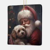 Cockapoo met Sinterklaas Feestelijke Kerstmis Keramisch Ornament (Links)