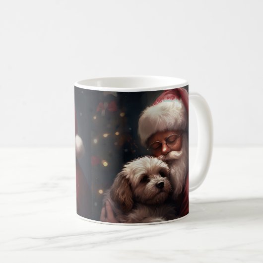 Cockapoo met Sinterklaas Feestelijke Kerstmis Koffiemok (Voorkant rechts)