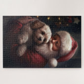Cockapoo met Sinterklaas Feestelijke Kerstmis Legpuzzel (Horizontaal)