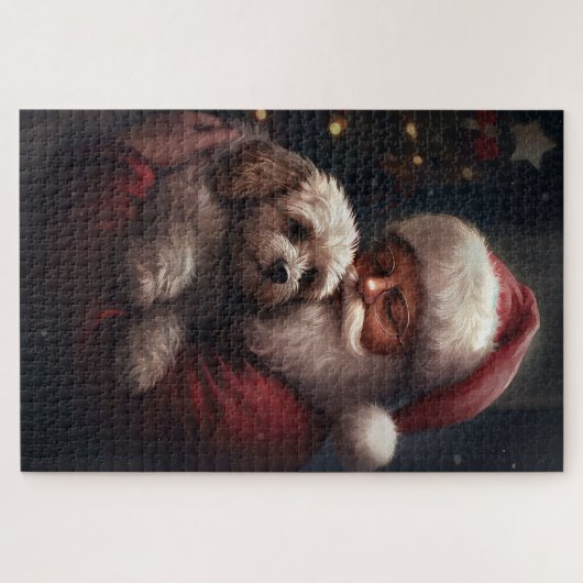 Cockapoo met Sinterklaas Feestelijke Kerstmis Legpuzzel (Horizontaal)