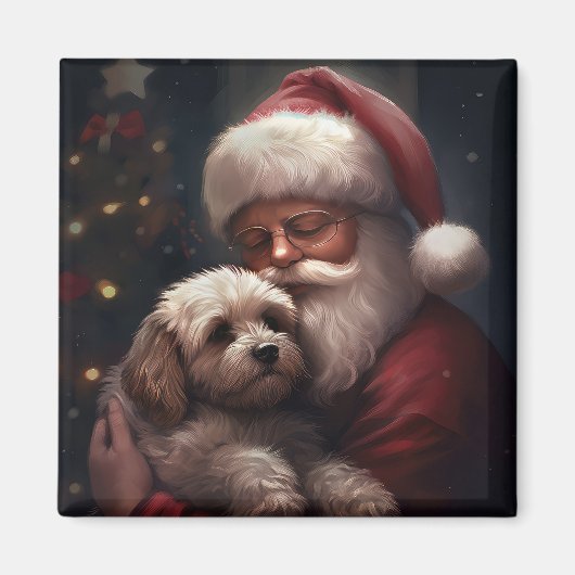 Cockapoo met Sinterklaas Feestelijke Kerstmis Magneet (Voorkant)