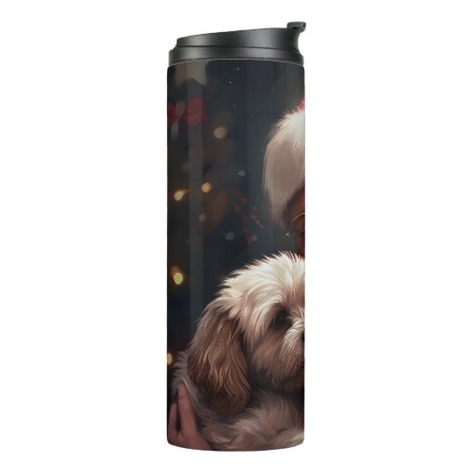 Cockapoo met Sinterklaas Feestelijke Kerstmis Thermosbeker (Gedraaid links)