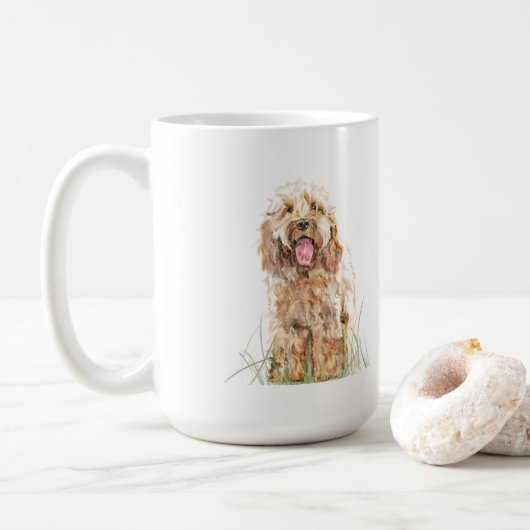 Cockapoo Mug, Dog Lover Gift, Cockapoo Art Mug Koffiemok (Met donut)