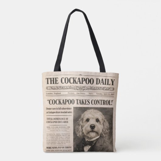 Cockapoo Oude Krant Tote Bag (Achterkant)