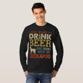 Cockapoo Pap Drink Beer hangen met hond Funny Mann T-shirt (Voorkant volledig)