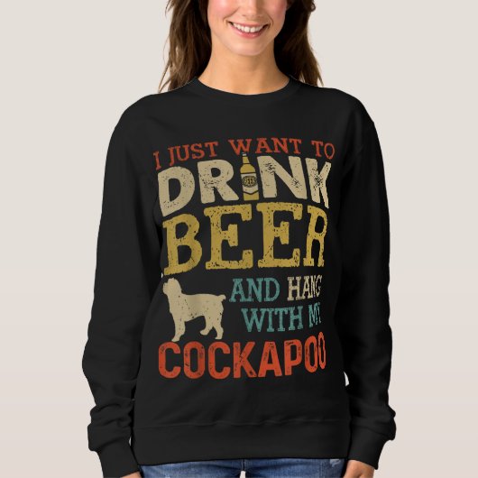 Cockapoo Pap Drink Beer hangen met hond Funny Mann Trui (Voorkant)