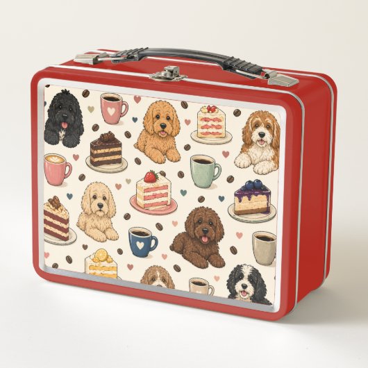 Cockapoo Patroon Lunchbox Cute Hond Cadeau (Voorkant)
