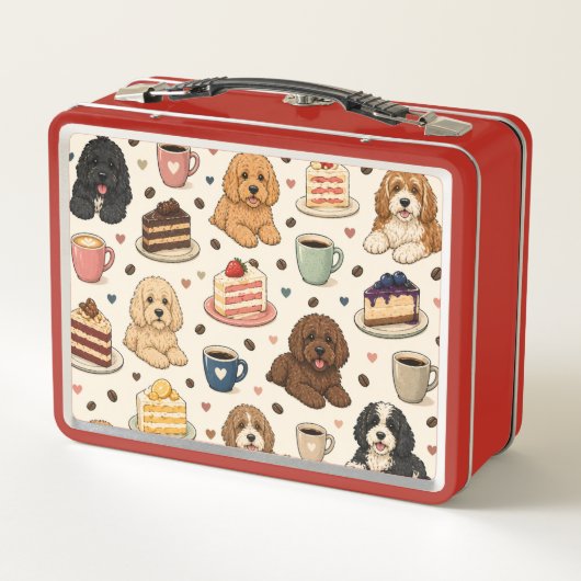 Cockapoo Patroon Lunchbox Cute Hond Cadeau (Achterkant)