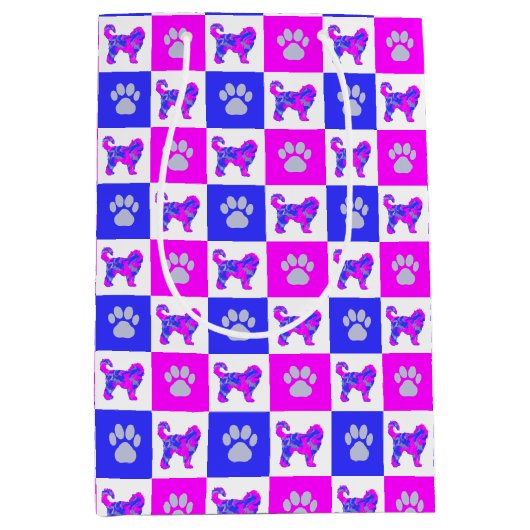 Cockapoo & Paw Crazy Hot Pink & Blue Medium Cadeauzakje (Voorkant)