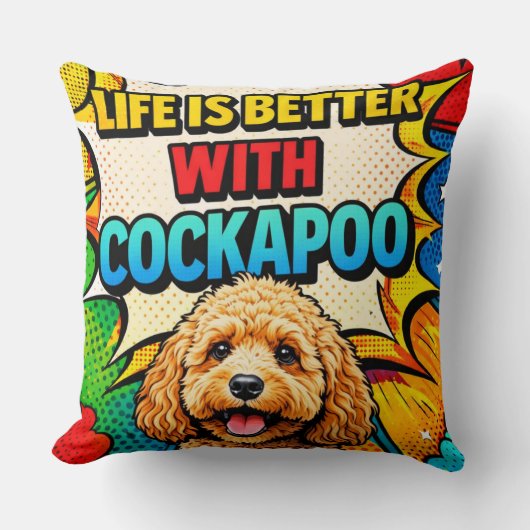 Cockapoo Pop Art Kussen | Grappig Geschenk voor Ho (Voorkant)