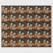 Cockapoo Pup Autumn Delight Pompoen  Cadeaupapier (Vlak)