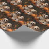 Cockapoo Pup Autumn Delight Pompoen  Cadeaupapier (Hoek)