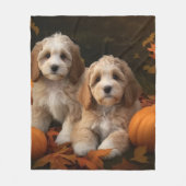 Cockapoo Pup Autumn Delight Pompoen  Fleece Deken (Voorkant)