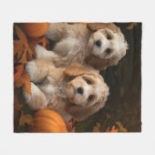 Cockapoo Pup Autumn Delight Pompoen  Fleece Deken (Voorkant (Horizontaal))